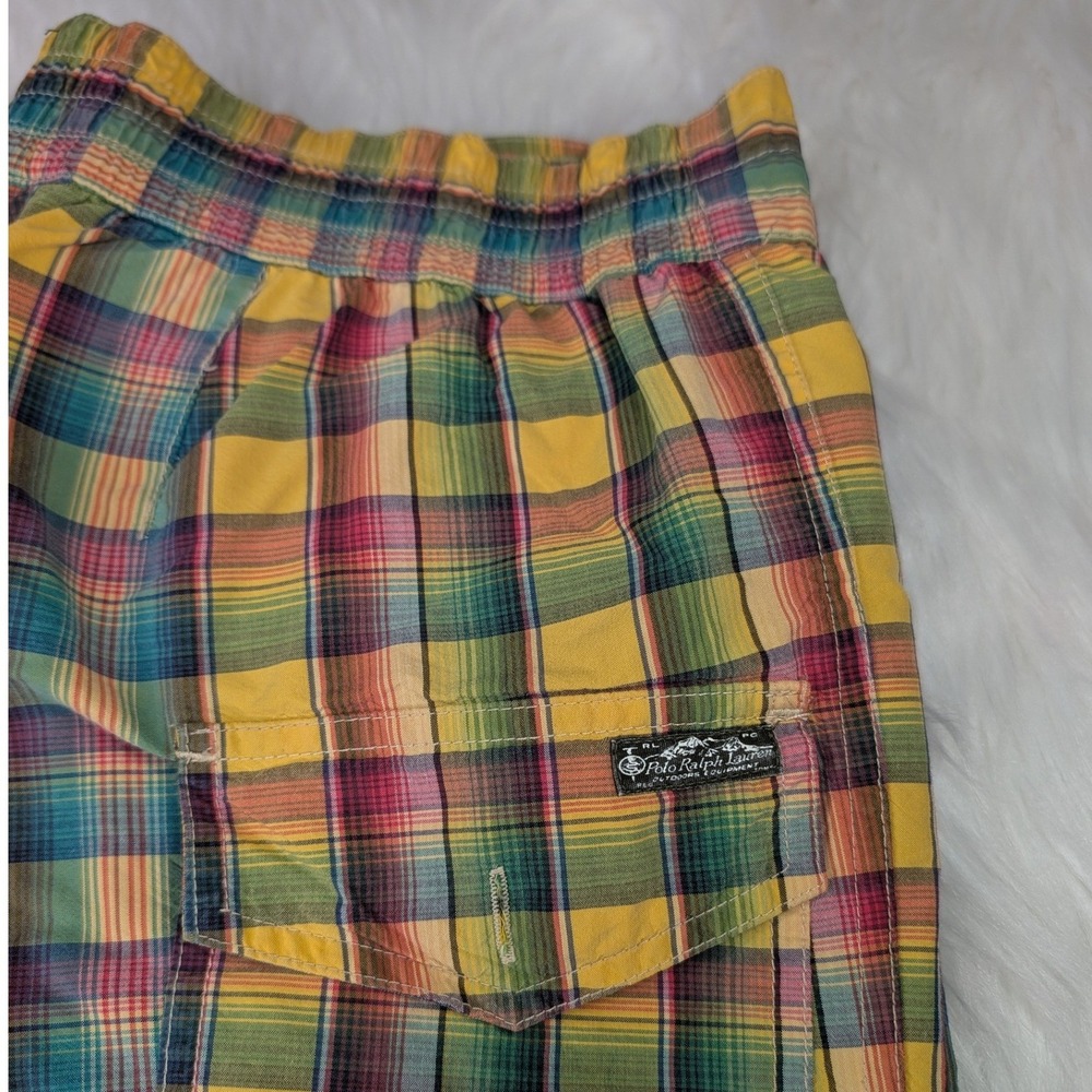 Polo Ralph‎ Lauren Swim Trunks Mens L Multicolor Plaid Lace Up Mesh Lined Board
